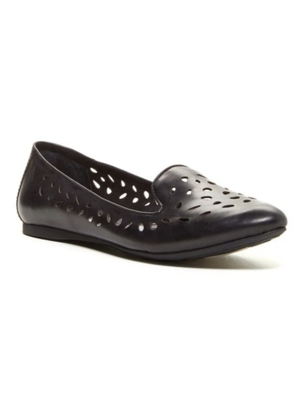 BORN Tinley Black Laser Cut Leather Slip On Flats Loafers Perforated Size 8.5